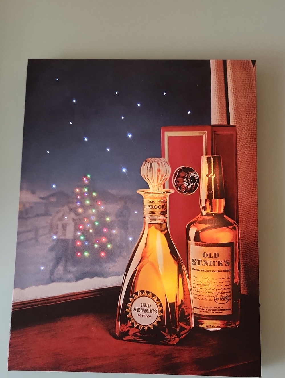 Old St. Nick's Holiday Whiskey Canvas Print - Amber Bottles